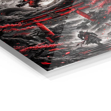 Samurai vs Dragon metal poster