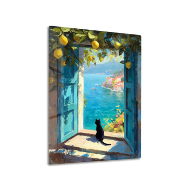 Black Cat Mediterranean metal poster