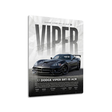 Dodge Viper SRT-10 metal poster on living room wall