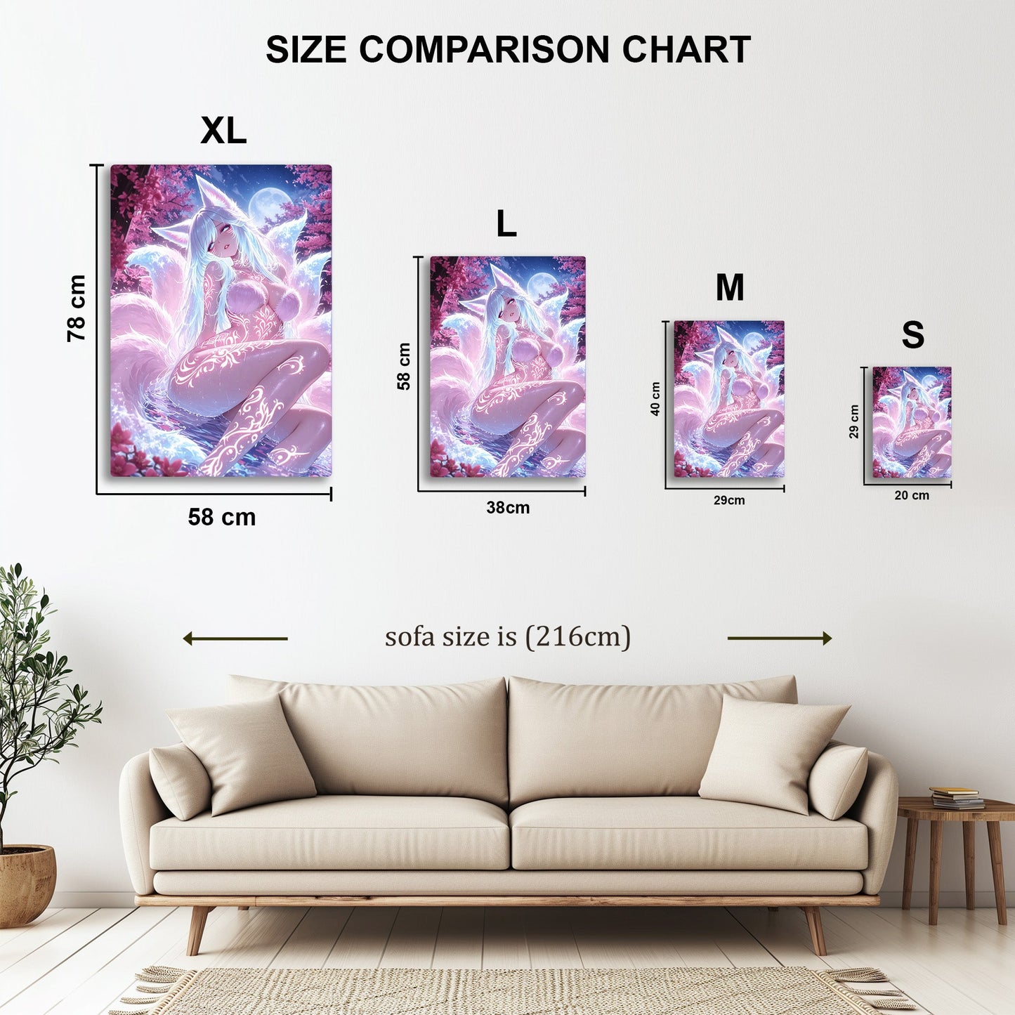 Fox Girl in Blossom metal wall art in styled room setting
