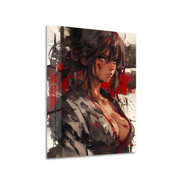 Anime Samurai Warrior metal poster on living room wall