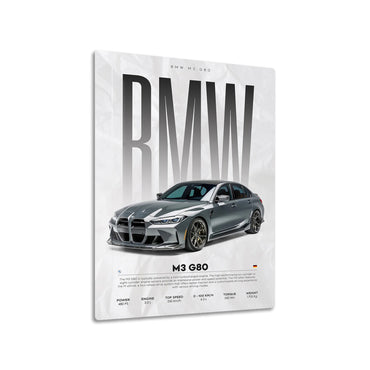 BMW M3 G80 metal poster on living room wall