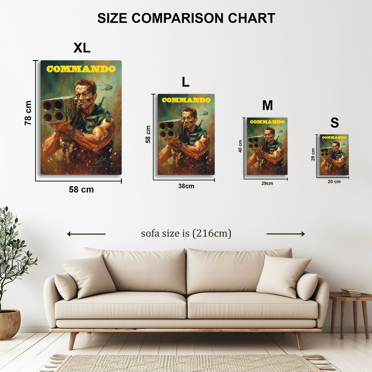 Commando metal wall art in styled room setting