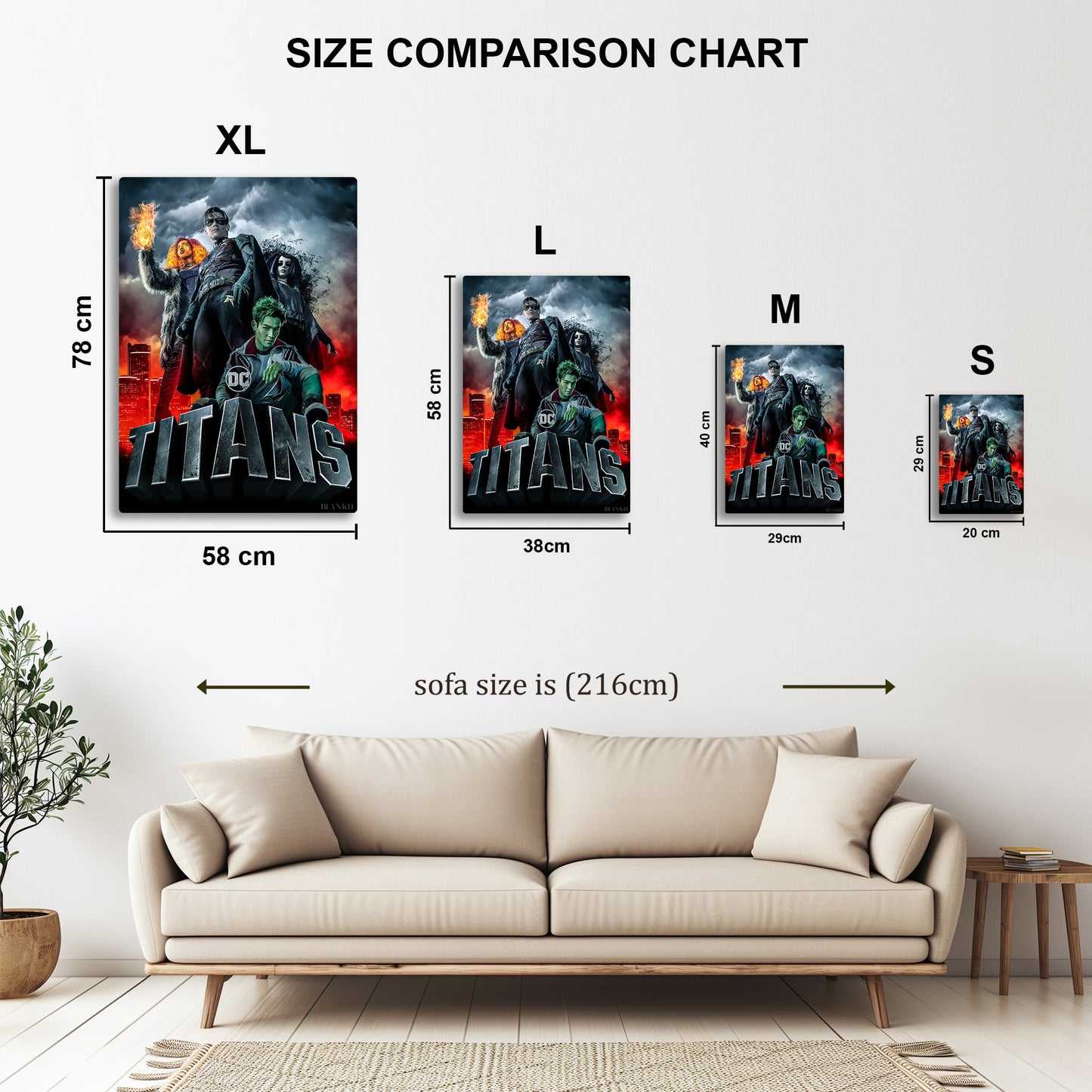 Titans metal wall art in styled room setting