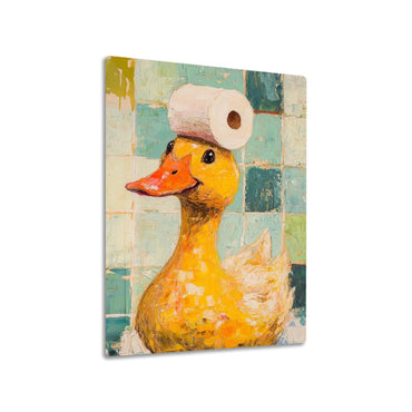 Duck with Toilet Paper Hat metal poster
