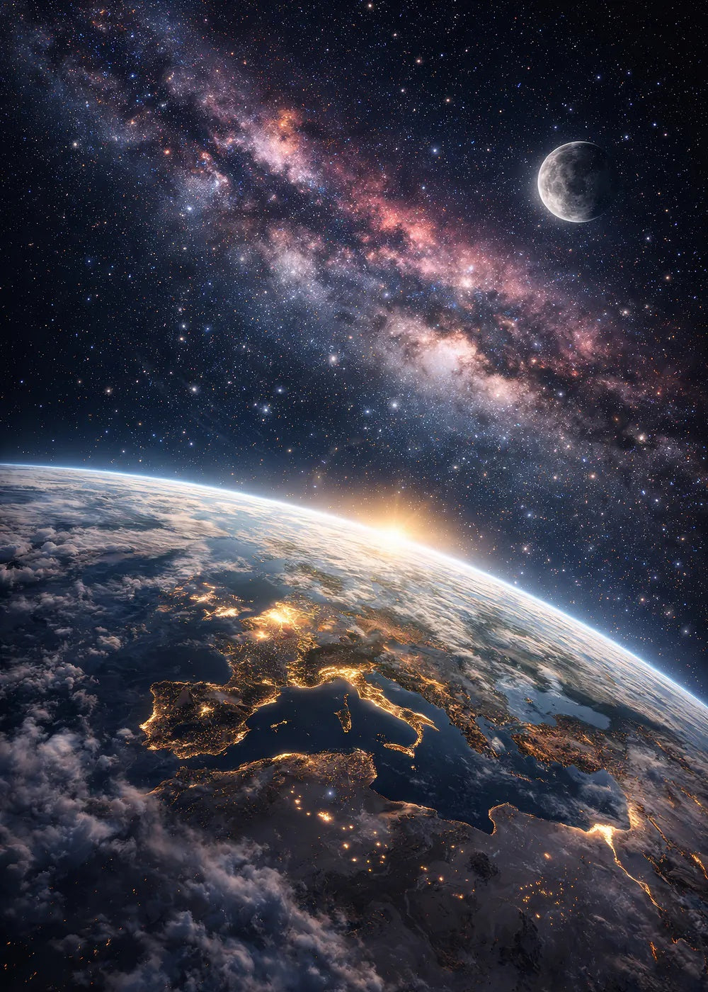 Earth and the Milky Way metal poster artwork