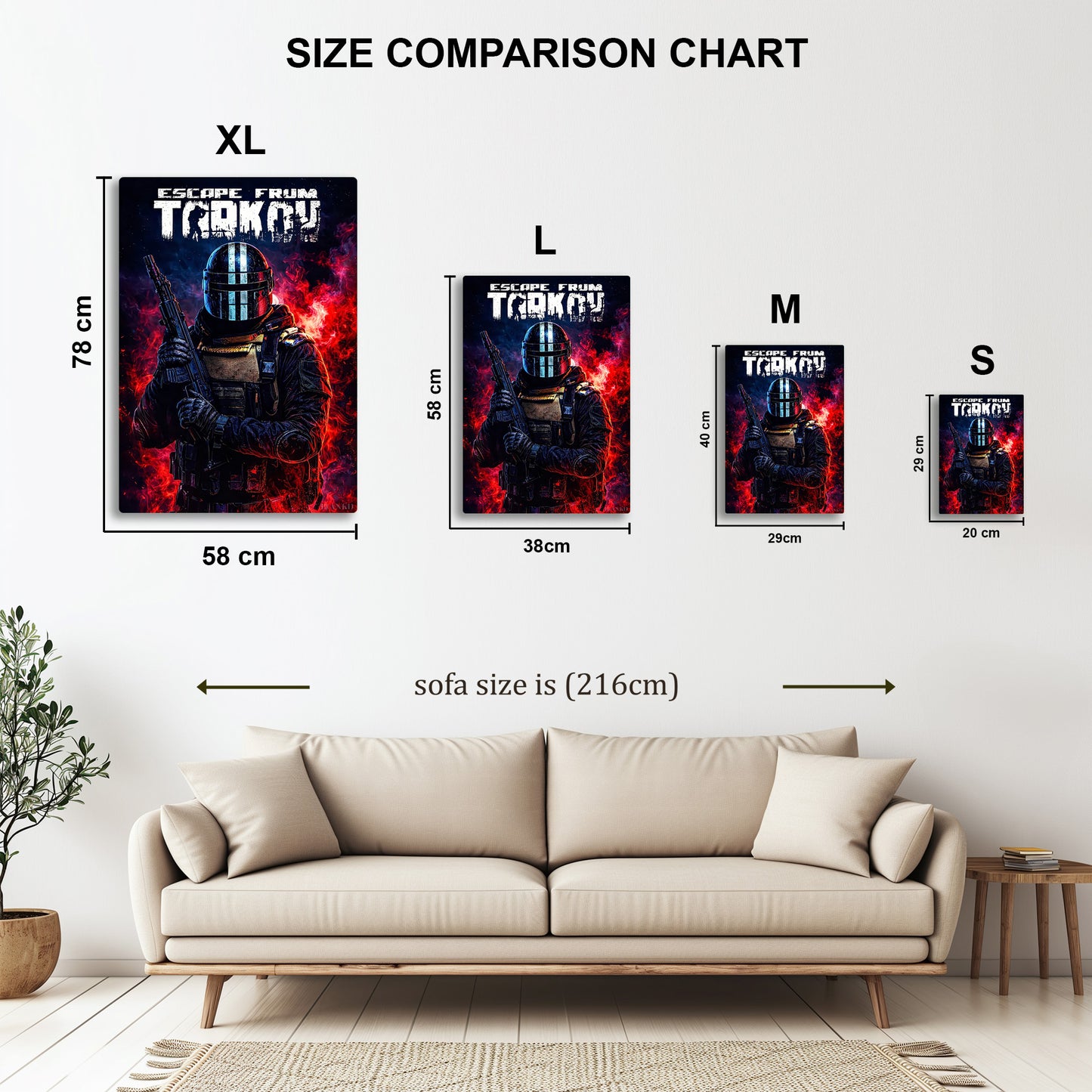 Escape From Tarkov metal wall art in styled room setting