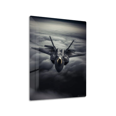 F-22 Raptor metal poster on living room wall