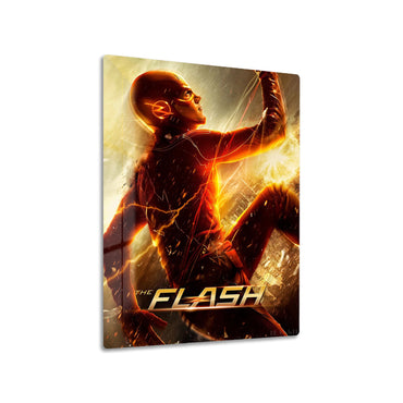 The Flash metal poster on living room wall