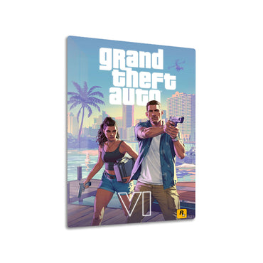 GTA 6 Duo metal poster on living room wall