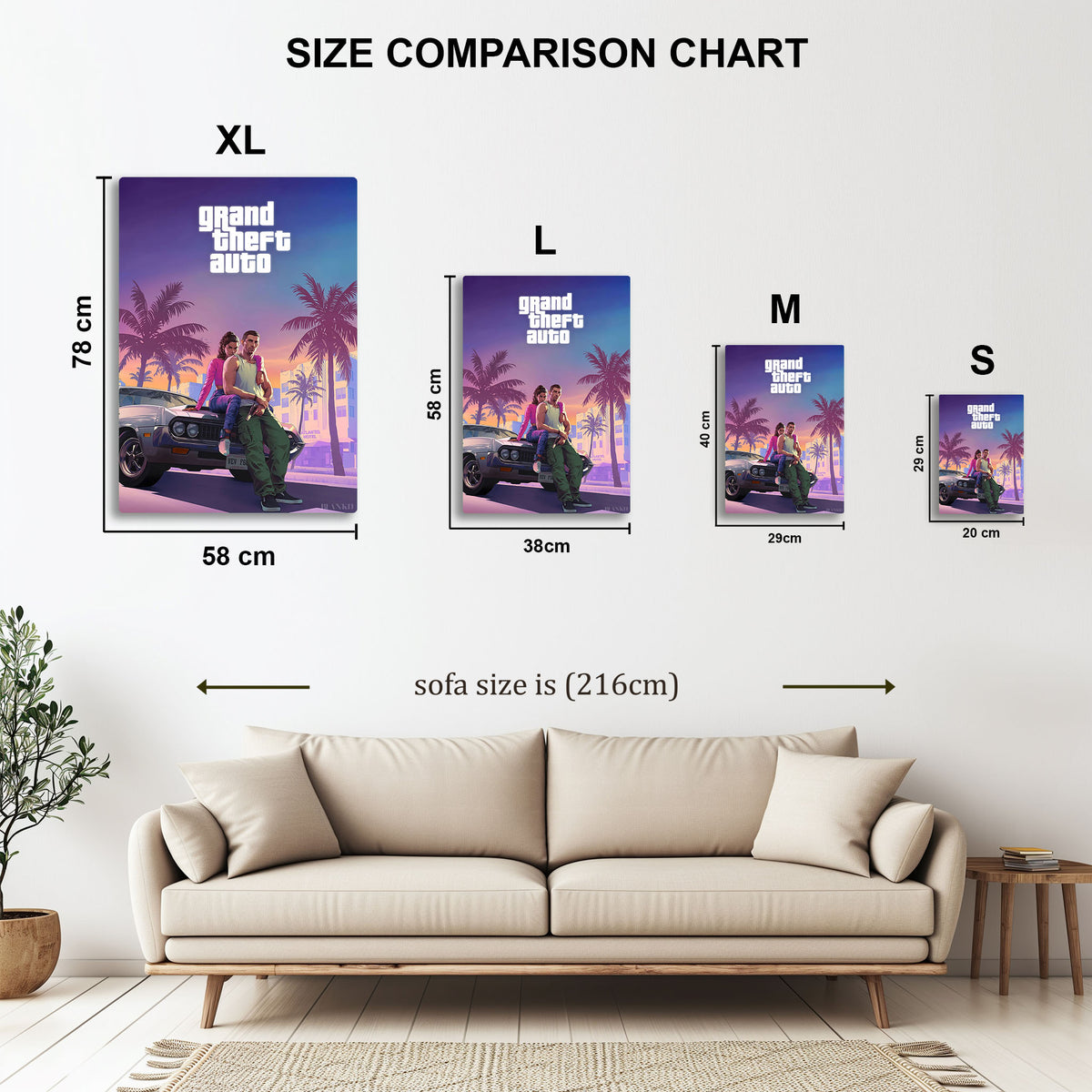 GTA 6 Palms metal wall art in styled room setting