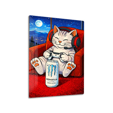 Gaming Cat with Monster Energy Drink