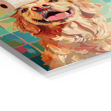 Golden Retriever Toilet Paper Hat metal poster