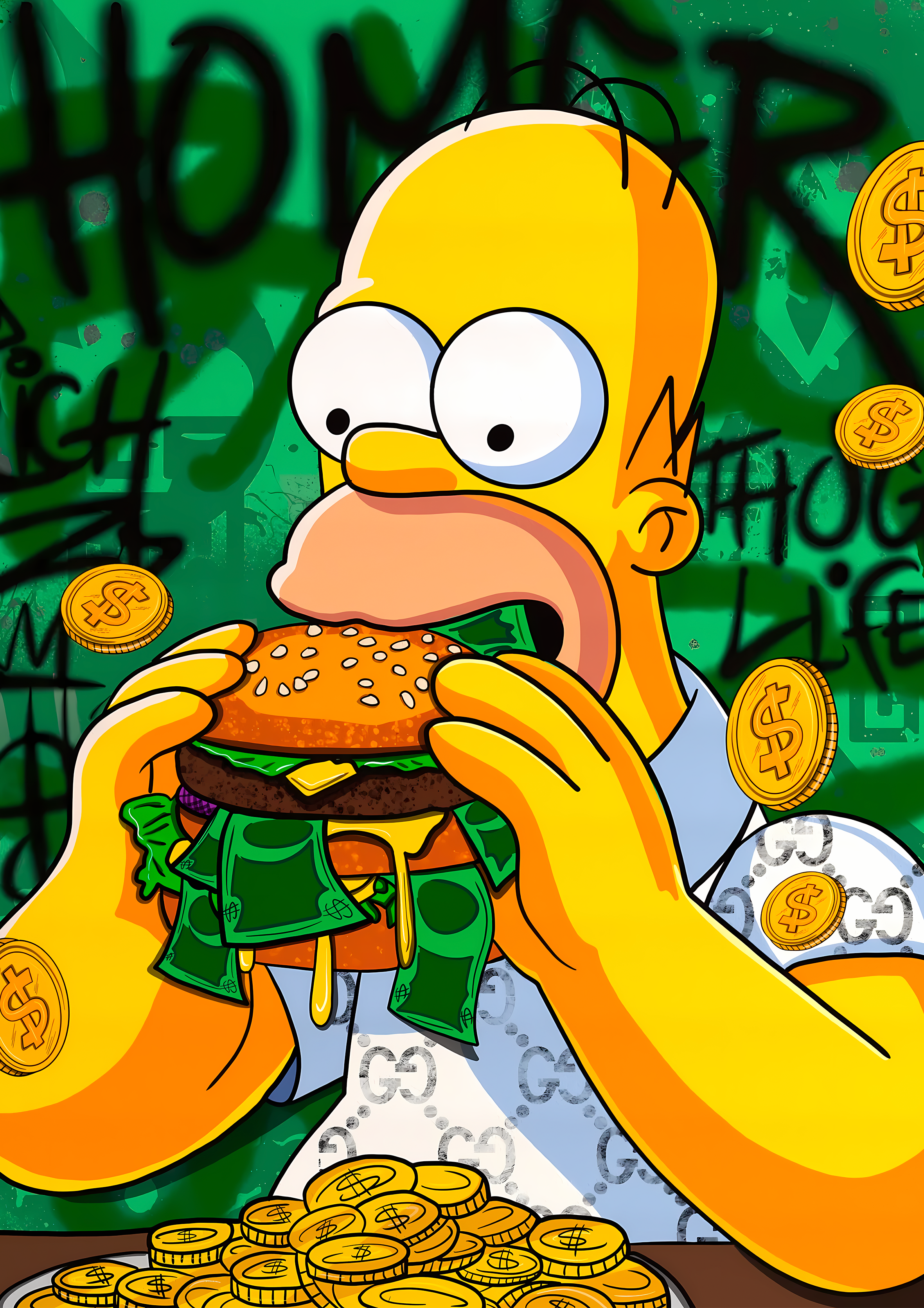 Homer The Taste Of Greed metal poster artwork