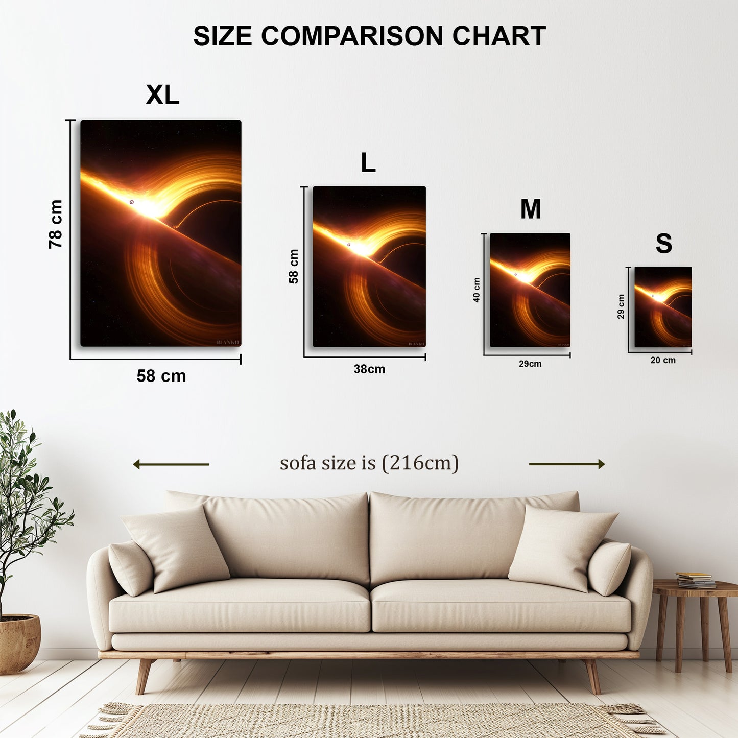 Interstellar Black Hole II metal wall art in styled room setting