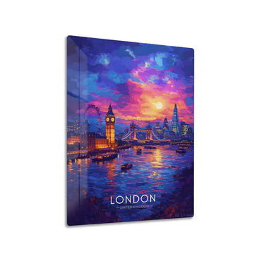 London Skyline metal poster on living room wall