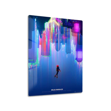 Miles Morales Upside Down City metal poster