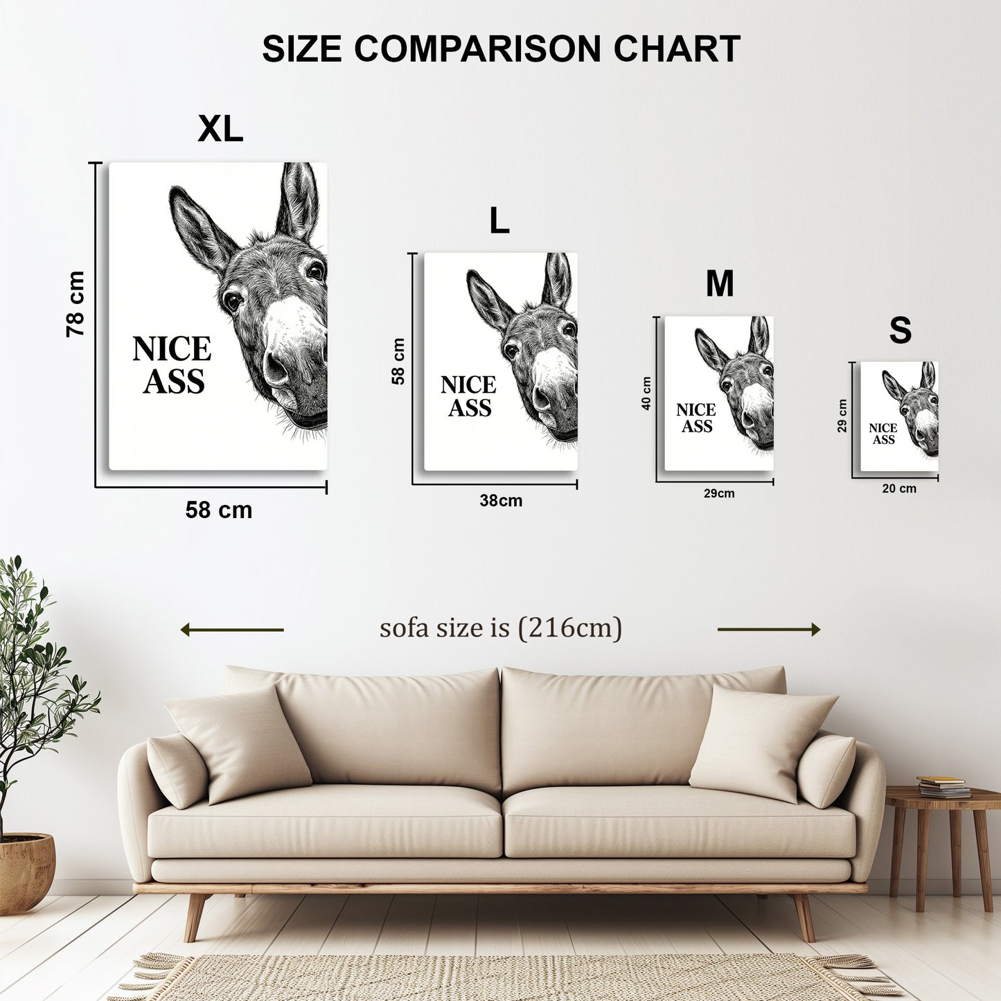 Fine Donkey metal wall art in styled room setting