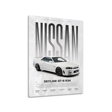 Nissan Skyline GT-R R34 metal poster on living room wall