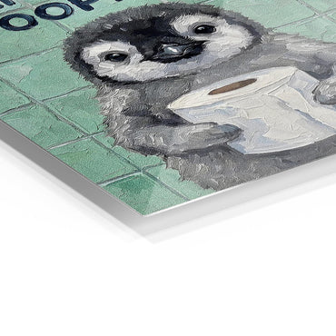 Penguin with Toilet Paper metal poster
