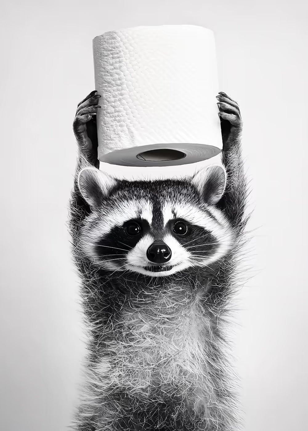 Raccoon with Toilet Paper metal poster artwork