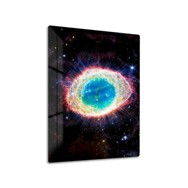 Ring Nebula metal poster on living room wall