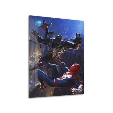 Spider-Men vs Venom metal poster