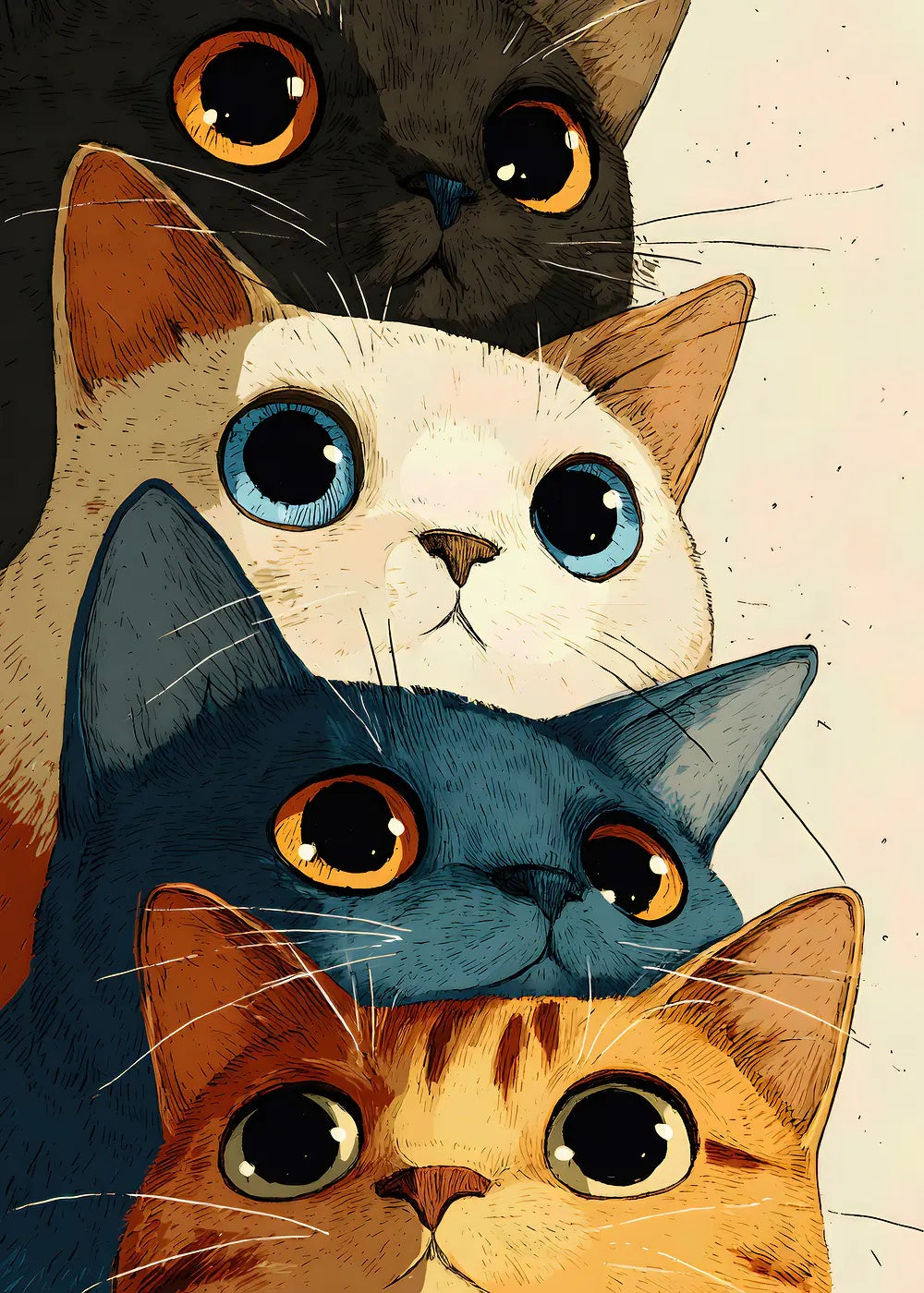 Stack of Cats metal poster artwork