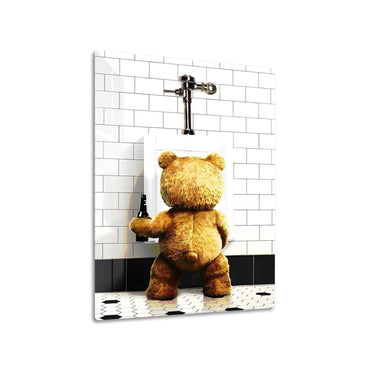 Teddy Bear at Urinal metal poster