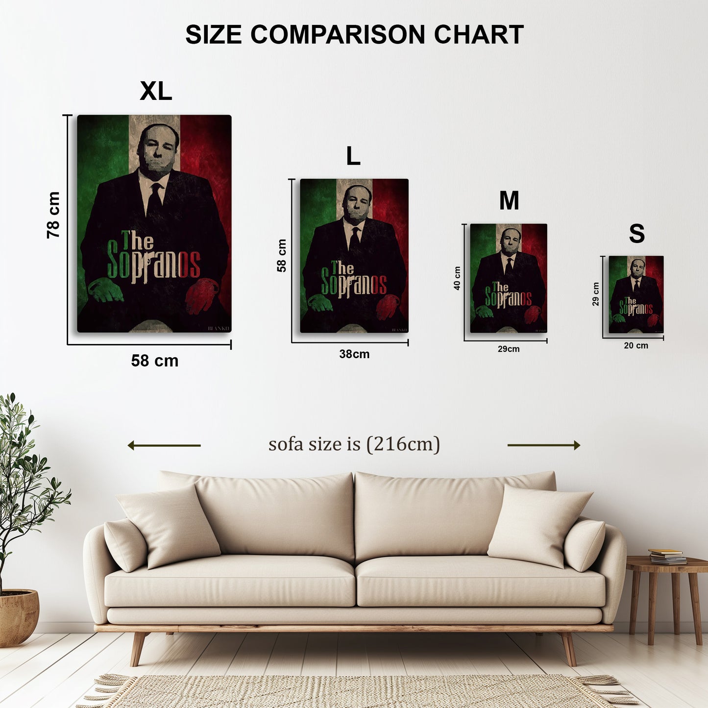 The Sopranos metal wall art in styled room setting