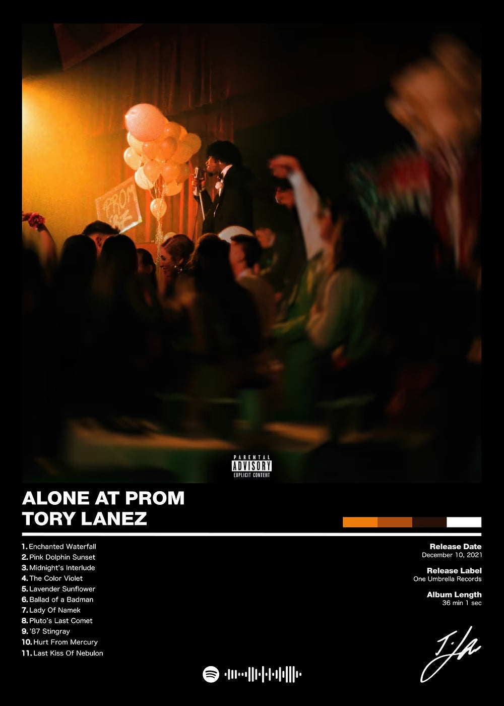Tory Lanez Alone At Prom metal poster artwork