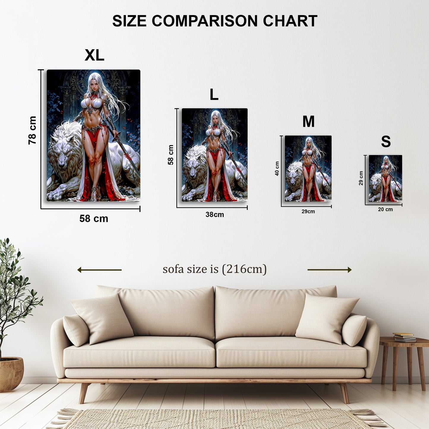 Warrior and Lion metal wall art in styled room setting