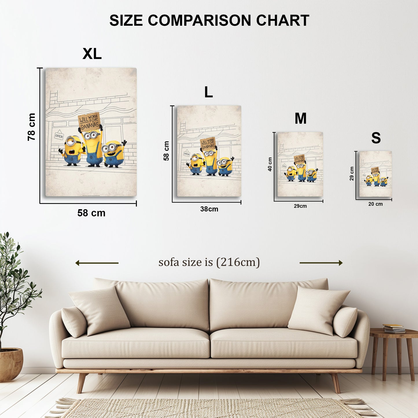 Will Work For Bananas metal wall art in styled room setting