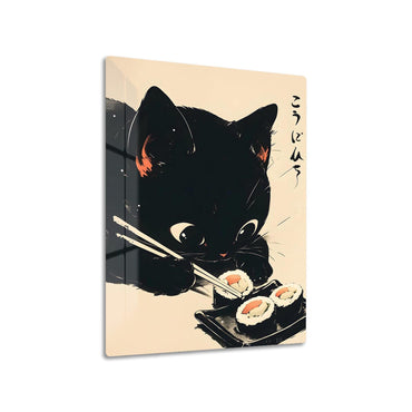 Black Cat Sushi metal poster