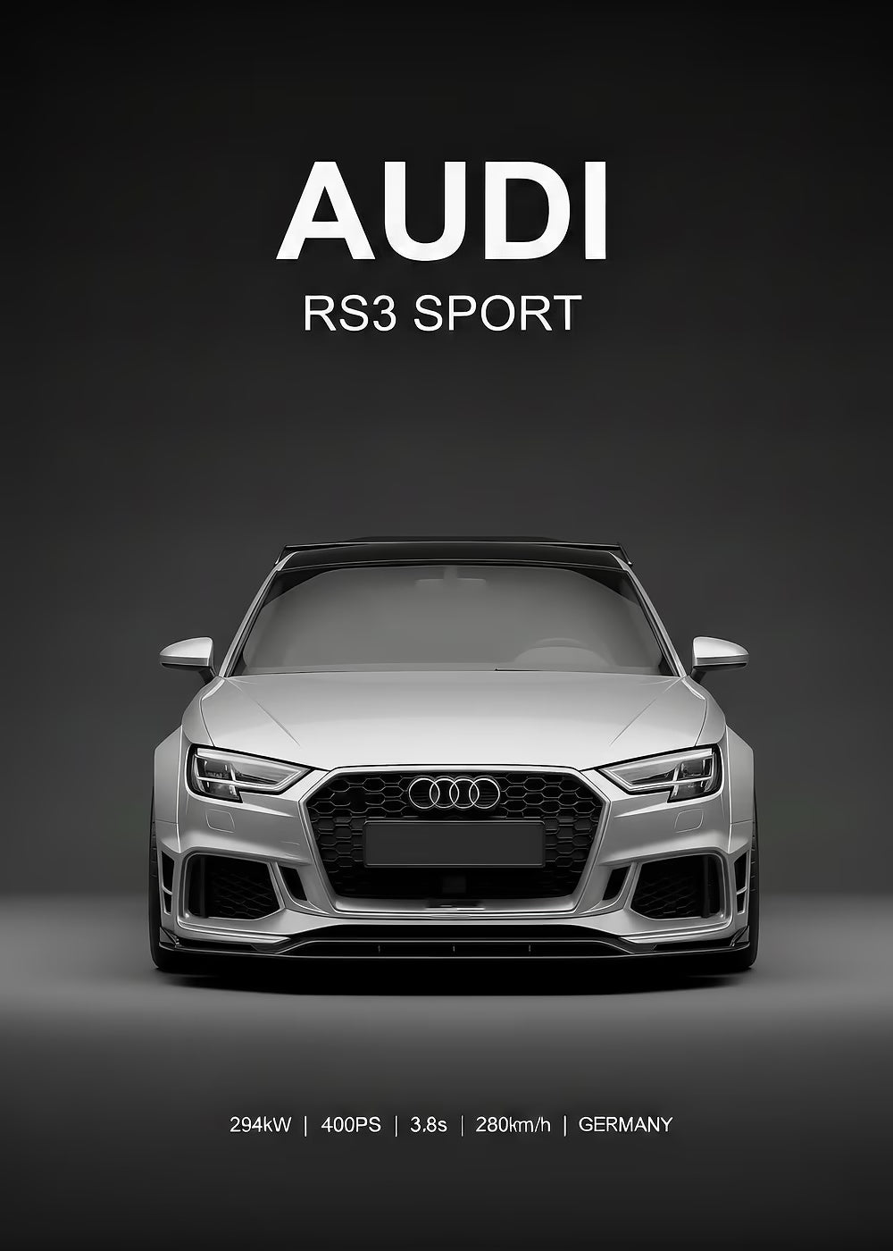 Audi RS3 metal poster artwork