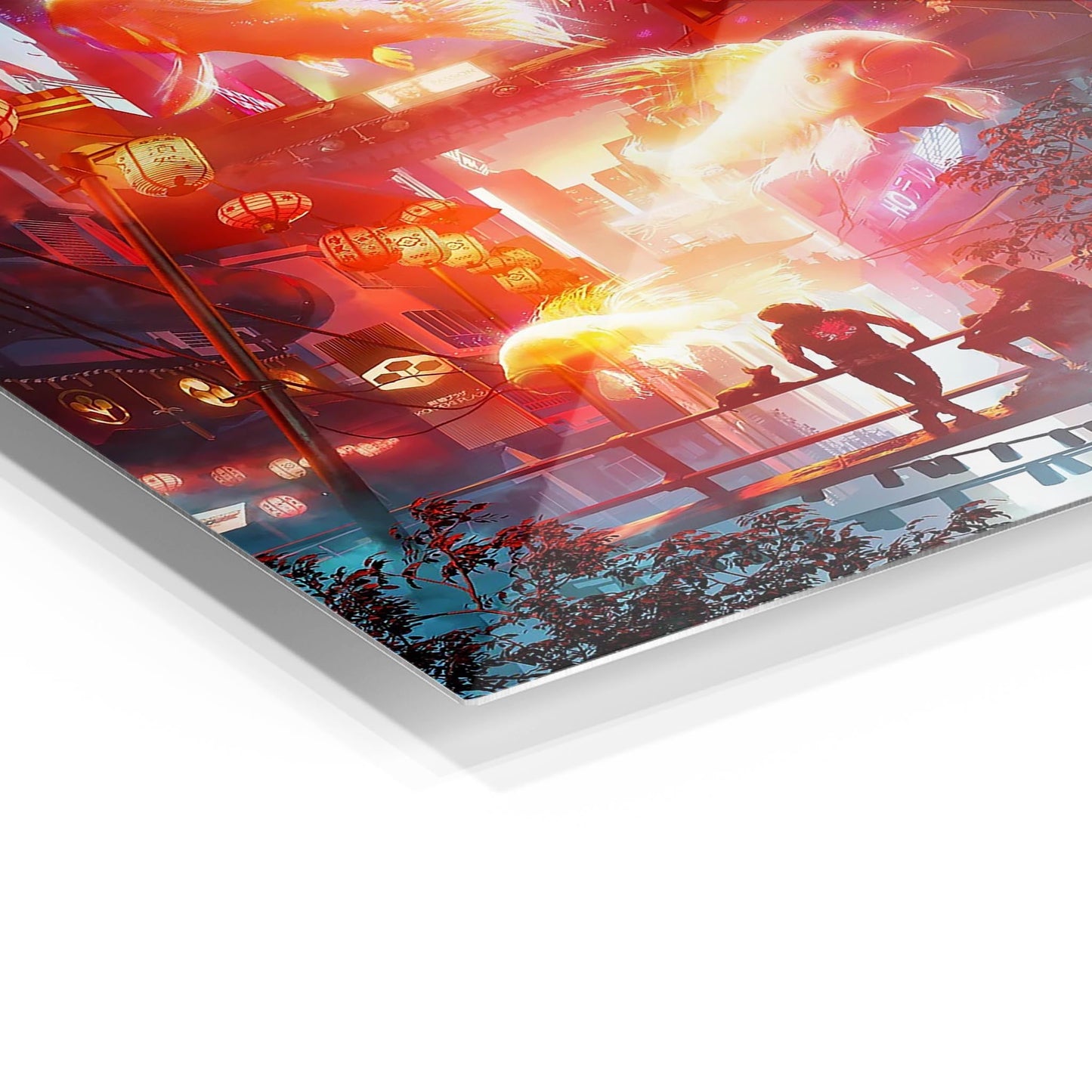 Festive Night City metal poster