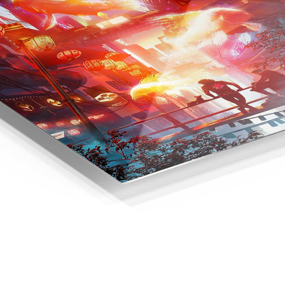 Festive Night City metal poster