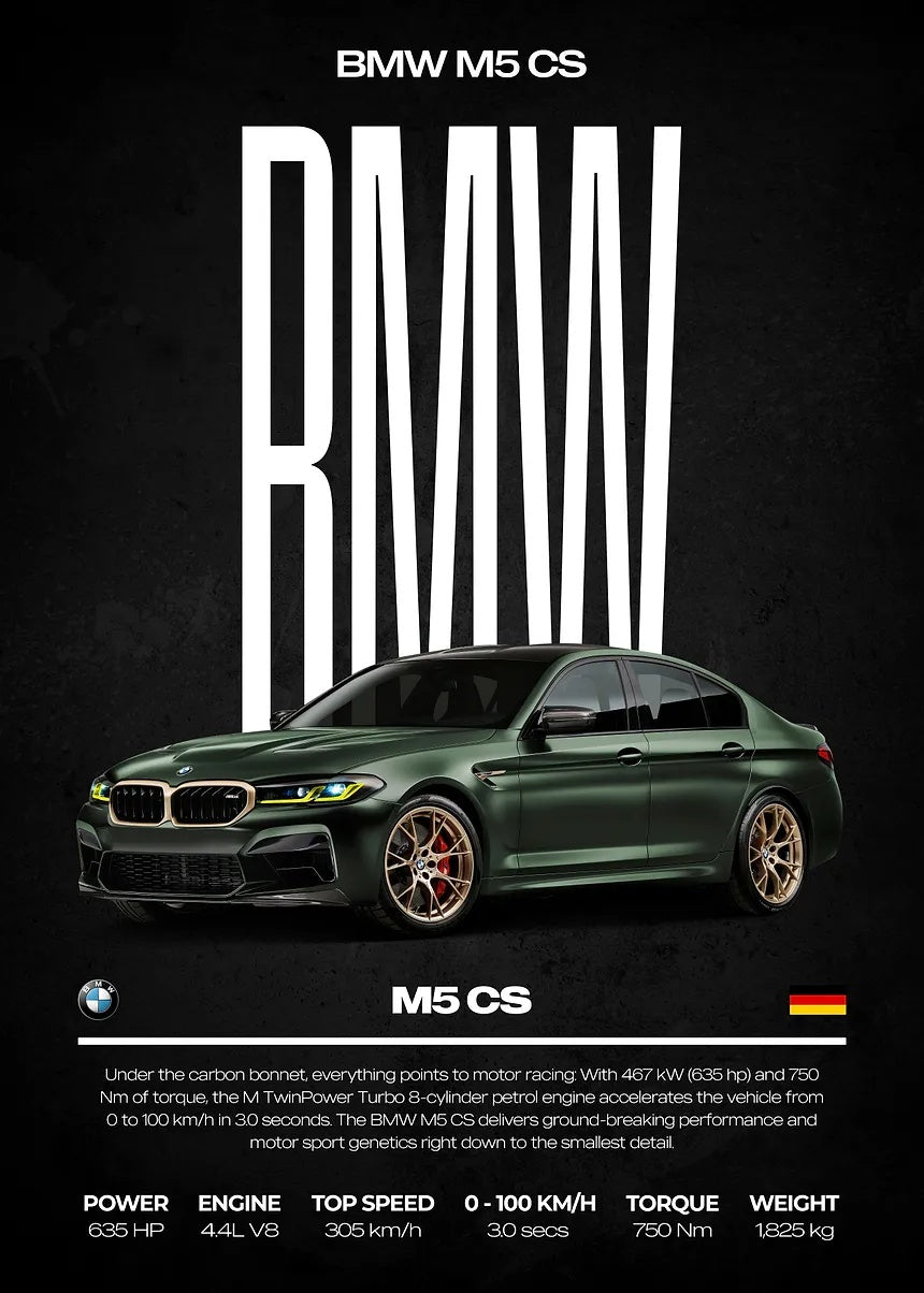 BMW M5 CS metal wall art