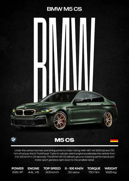BMW M5 CS metal wall art