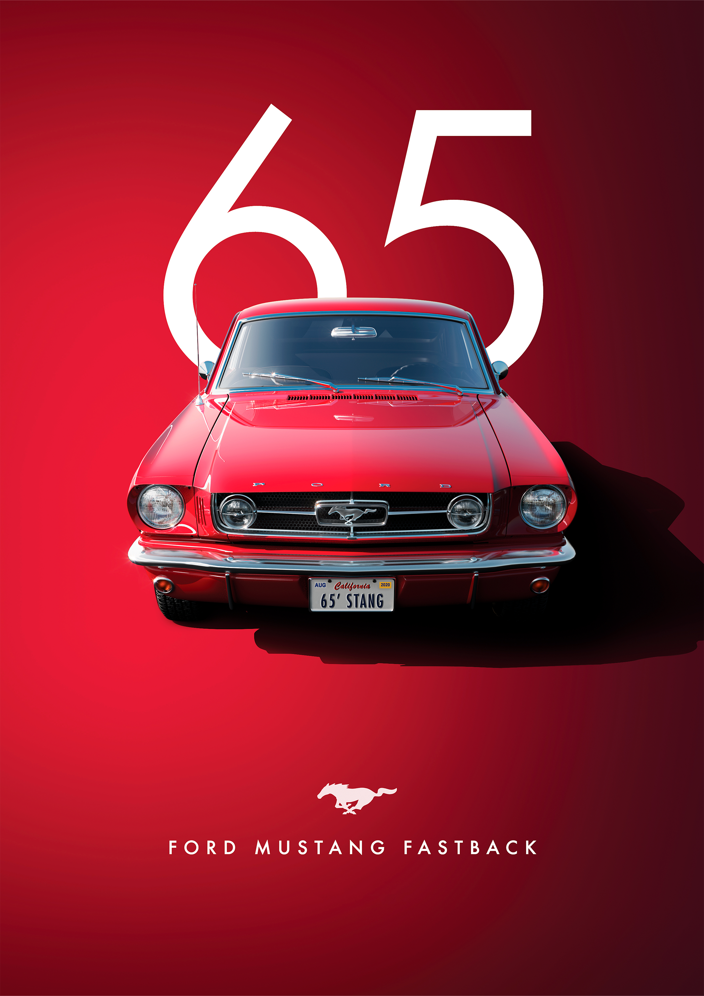 1965 Ford Mustang metal poster artwork