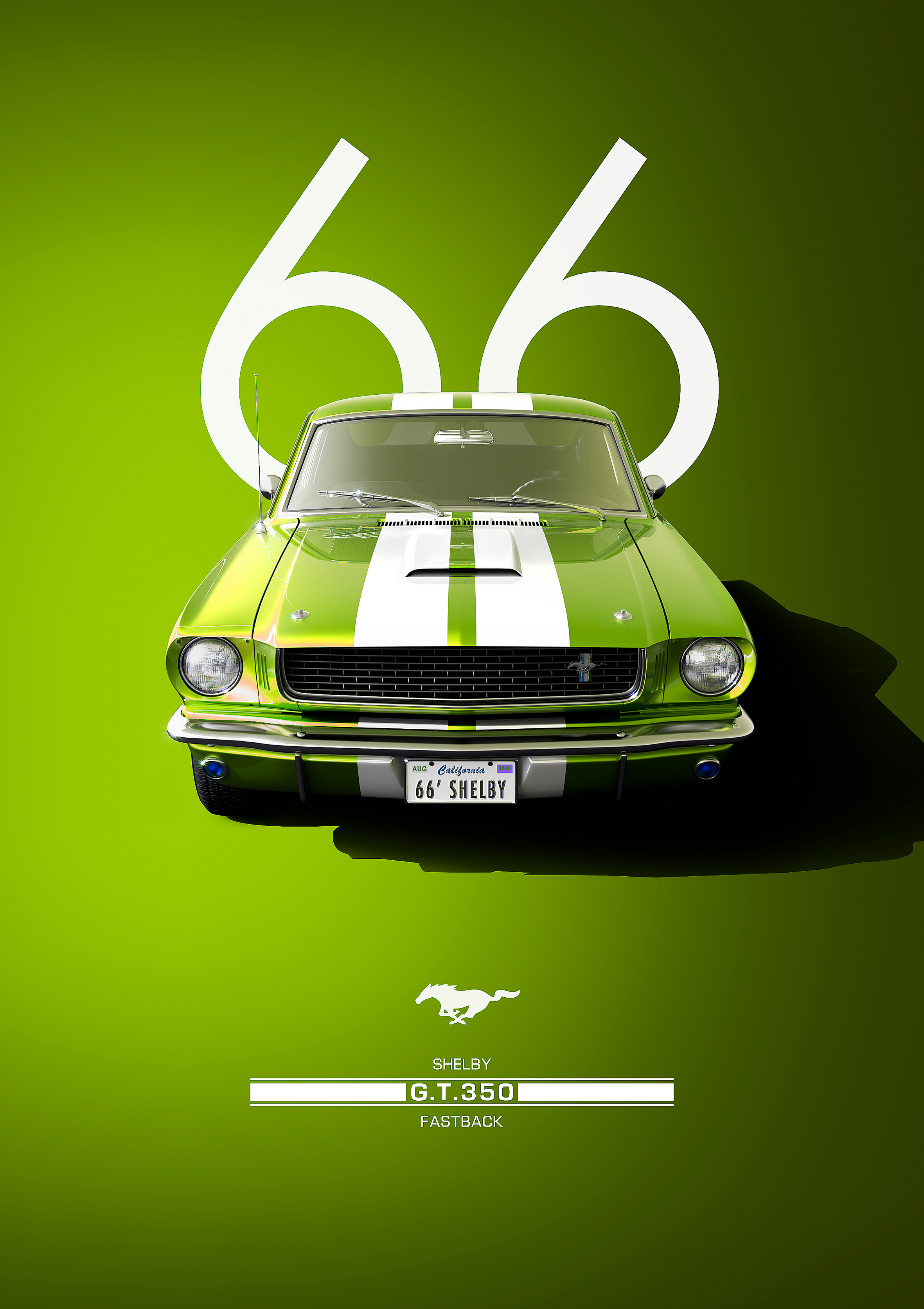 1966 Mustang Shelby Green metal poster artwork