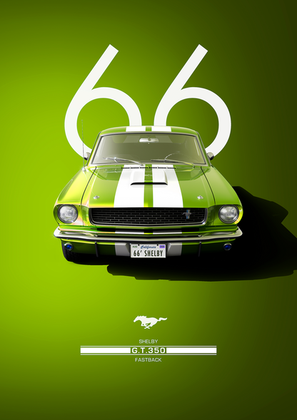 1966 Mustang Shelby Green metal poster artwork