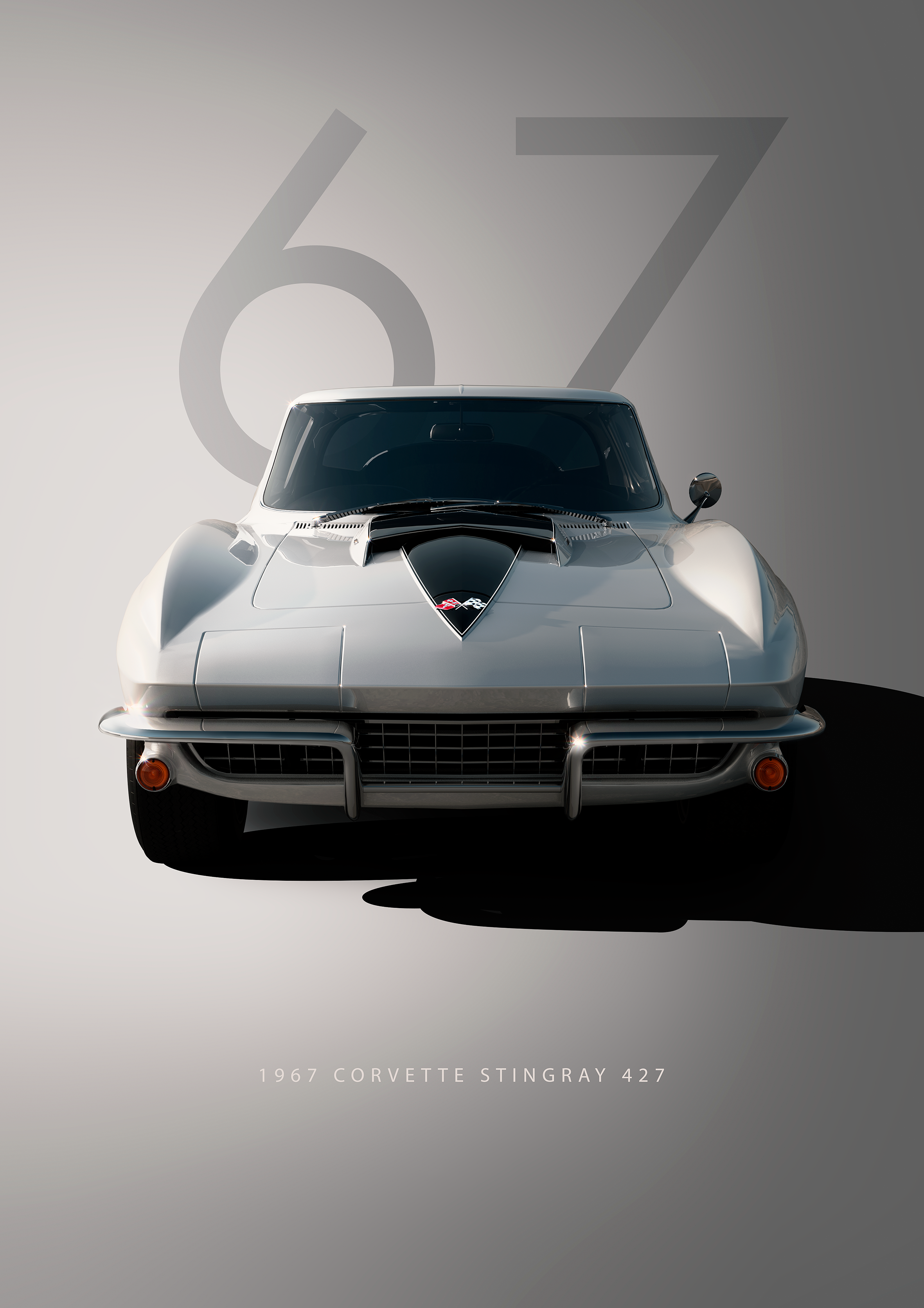 1967 Corvette Stingray metal poster artwork
