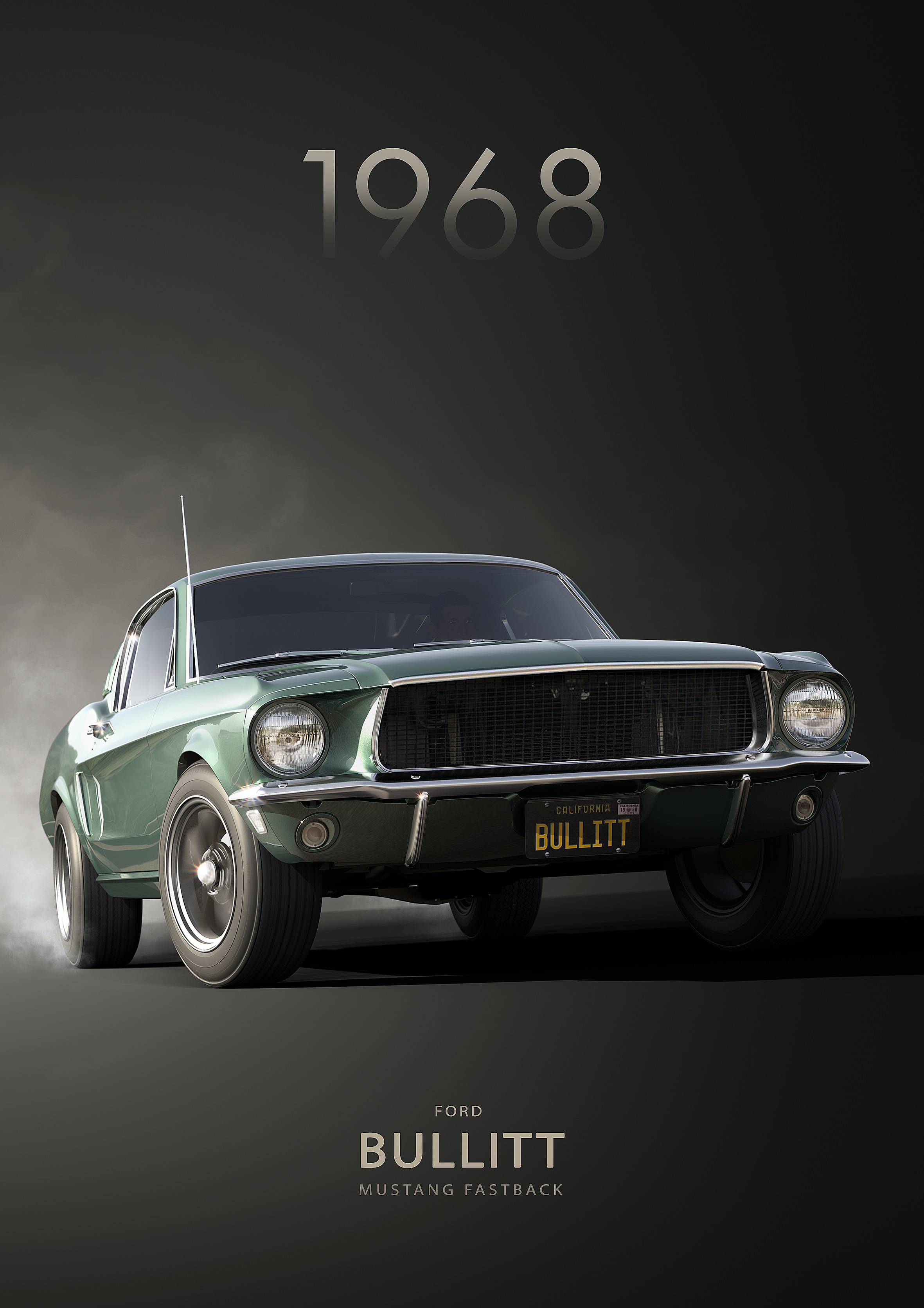 1968 Ford Mustang metal poster artwork