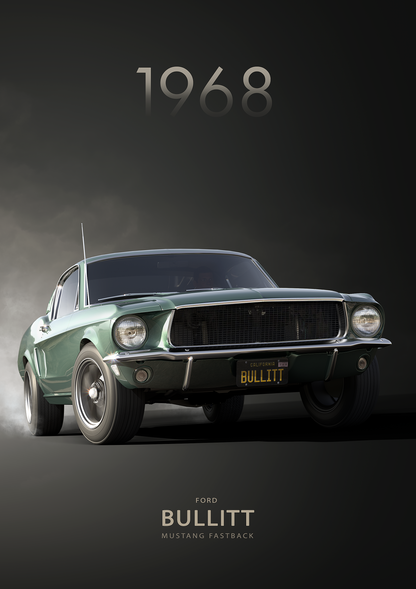 1968 Ford Mustang metal poster artwork