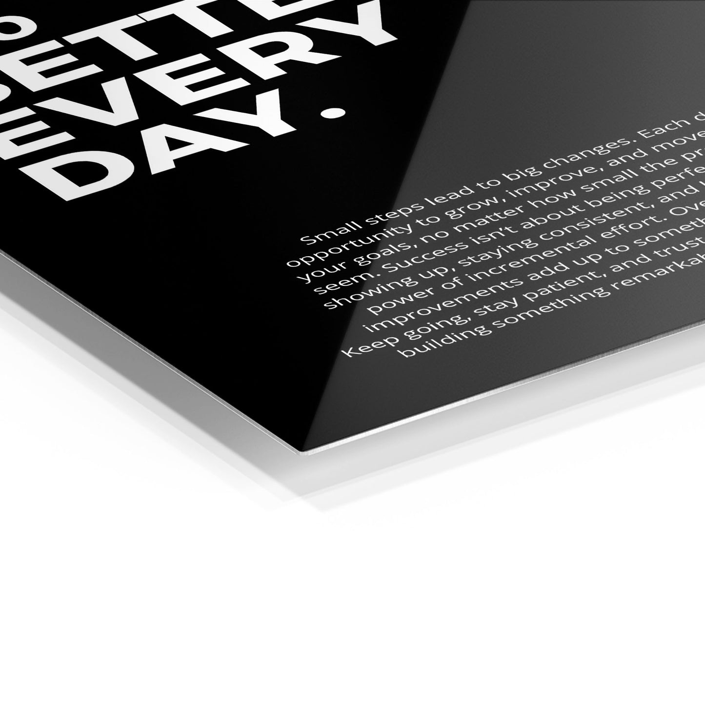 1% Better Every Day metal wall art in a modern interior