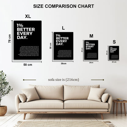 1% Better Every Day metal wall art in styled room setting