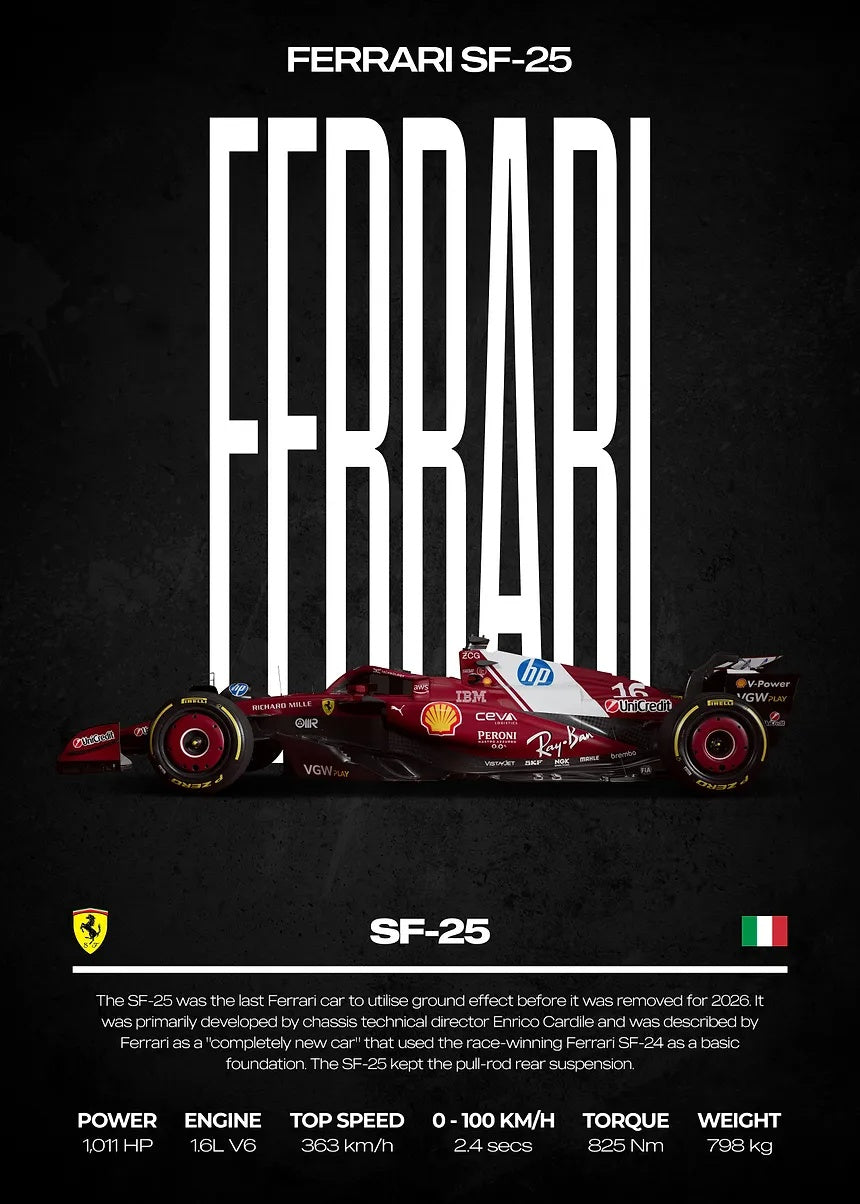 Ferrari SF-25 F1 metal wall art