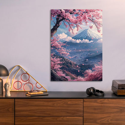Mount Fuji Sakura metal poster