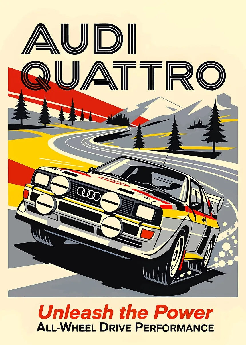Audi Quattro Rally metal poster artwork